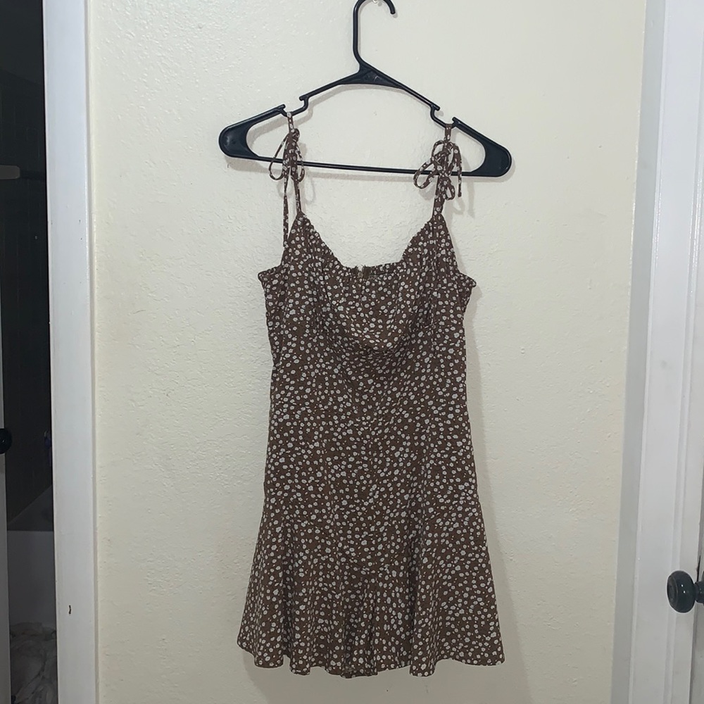 Brown Floral Print Romper